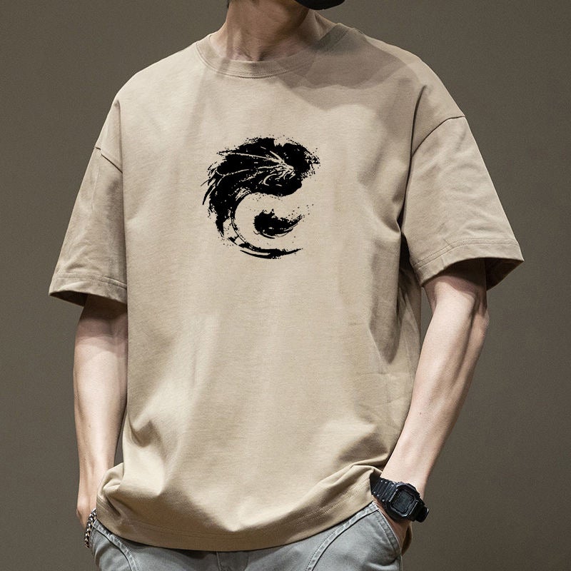 200g Heavyweight T-Shirt Men's Short-Sleeved Summer 2025 New High Street Fashion Brand Trendy Loose T-Shirt - Image 3