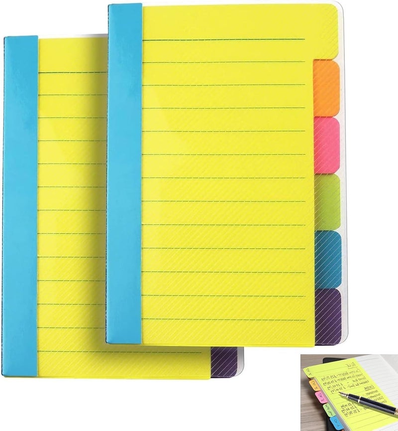 X spring Sticky Notes Set, 2 Pcs Sticky Tabs, Tabbed Self Stick Lined Bright Colors Note, Divider Sticky Notes Tabs, School Supplies, 60 Ruled Notes Per Pack, 10 15 Cm - Image 1
