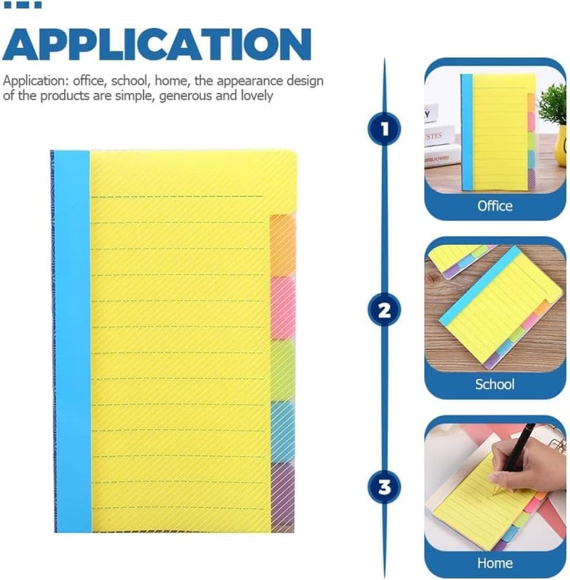 X spring Sticky Notes Set, 2 Pcs Sticky Tabs, Tabbed Self Stick Lined Bright Colors Note, Divider Sticky Notes Tabs, School Supplies, 60 Ruled Notes Per Pack, 10 15 Cm - Image 4