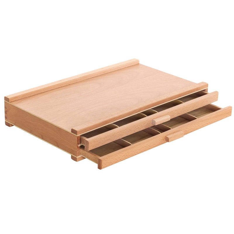US Art Supply 2Drawer Artist Tool Supply Box with 5 Compartments per Drawer Hardwood Art Box for Artist Supplies Brushes Pencils Erasers Tool Storage Organizer Case