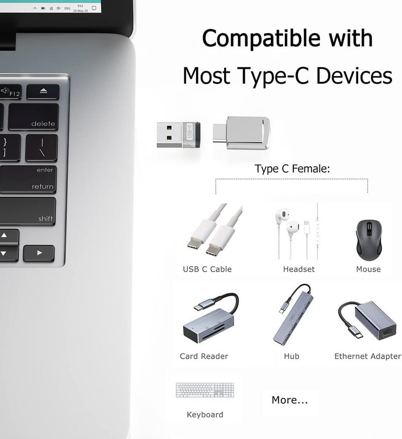 rts {2 Pack } New USB Type C Female to USB Male Adapter Converter,Type C Charger Plug Power Converter for Apple Watch iWatch Series 7 8 SE,AirPods,iPhone 11 12 13 14 Plus Pro Max,SE,iPad Mini 6 Air 4 5,Samsung Galaxy S20 S21 S22 FE Plus Ultra (Silver) - Image 4