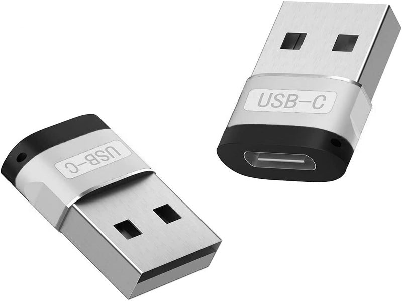 rts {2 Pack } New USB Type C Female to USB Male Adapter Converter,Type C Charger Plug Power Converter for Apple Watch iWatch Series 7 8 SE,AirPods,iPhone 11 12 13 14 Plus Pro Max,SE,iPad Mini 6 Air 4 5,Samsung Galaxy S20 S21 S22 FE Plus Ultra (Silver) - Image 1