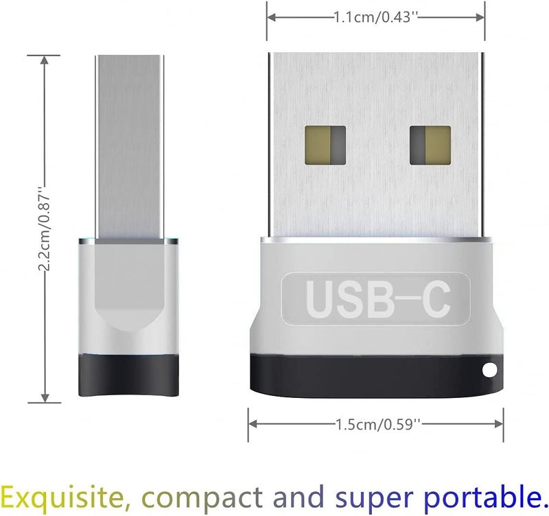 rts {2 Pack } New USB Type C Female to USB Male Adapter Converter,Type C Charger Plug Power Converter for Apple Watch iWatch Series 7 8 SE,AirPods,iPhone 11 12 13 14 Plus Pro Max,SE,iPad Mini 6 Air 4 5,Samsung Galaxy S20 S21 S22 FE Plus Ultra (Silver) - Image 2