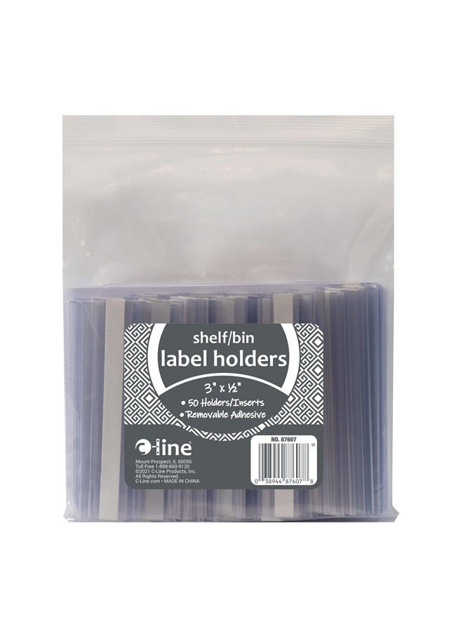 C-Line Self-Adhesive Label Holders, Top Load, 0.5 x 3, Clear, 50/Pack - Image 1