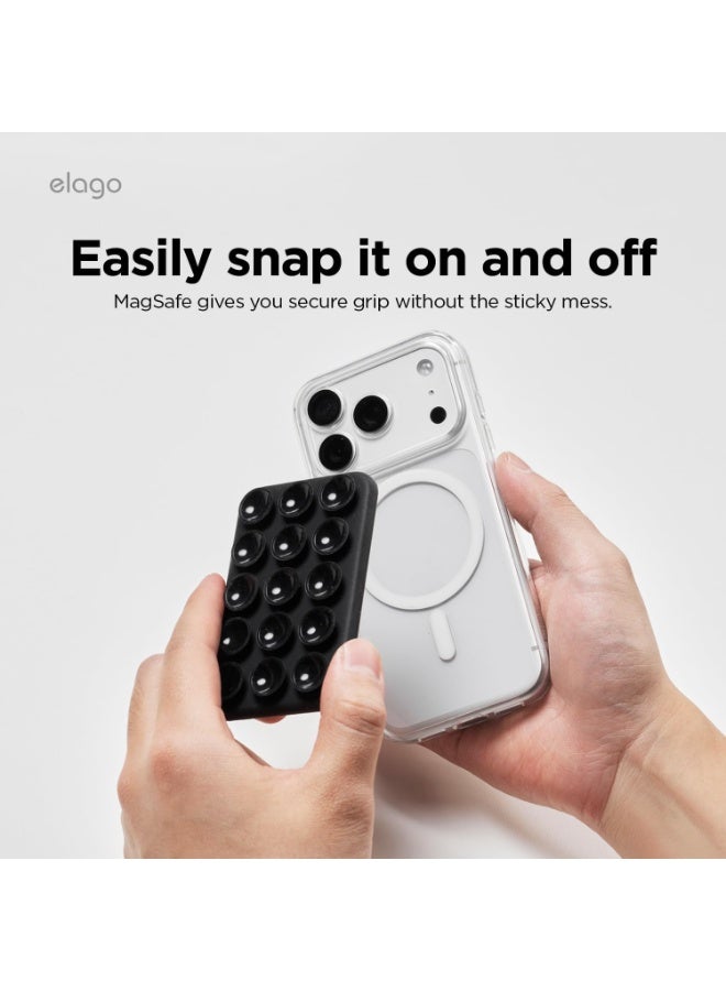 Elago Magnetic Suction Cup Phone Mount MagSafe Compatible Strong 15-Cup Micro Suction Wall Mirror Gym Dashboard Holder for iPhone 17/16/15/14/13/12 Series - Black - Image 1