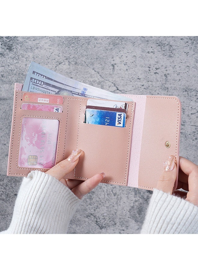 Ladies' Small Wallet, Slim Trifold Credit Card Wallet, ID Window Small Wallet, Suitable for Travel or As A Gift (Pink) - Image 2