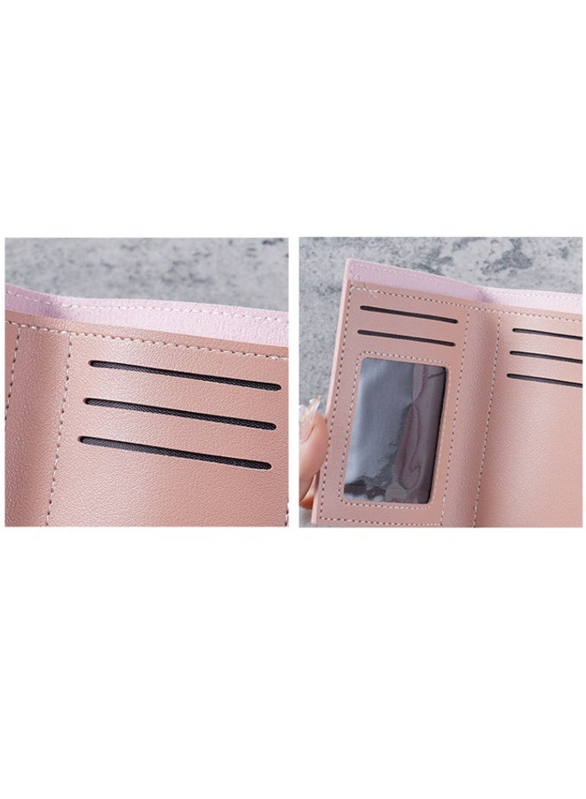 Ladies' Small Wallet, Slim Trifold Credit Card Wallet, ID Window Small Wallet, Suitable for Travel or As A Gift (Pink) - Image 4