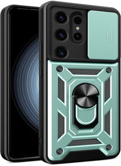 UNBLACK unblack case Compatible with Samsung Galaxy s25 Ultra, Premium Protection Back Case with Camera Slide Cover Built-in Ring Stand Shockproof Case For samsung s25 ultra (Green) 