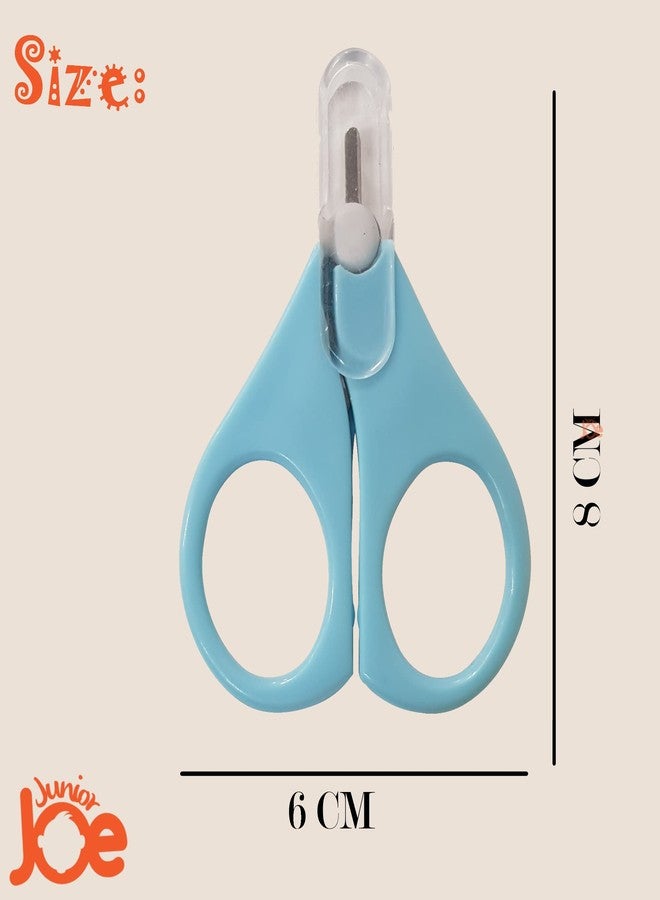 JUNIOR JOE Toddler Safety Finger Nail Care Scissors with Top Cover (Blue) - Image 2