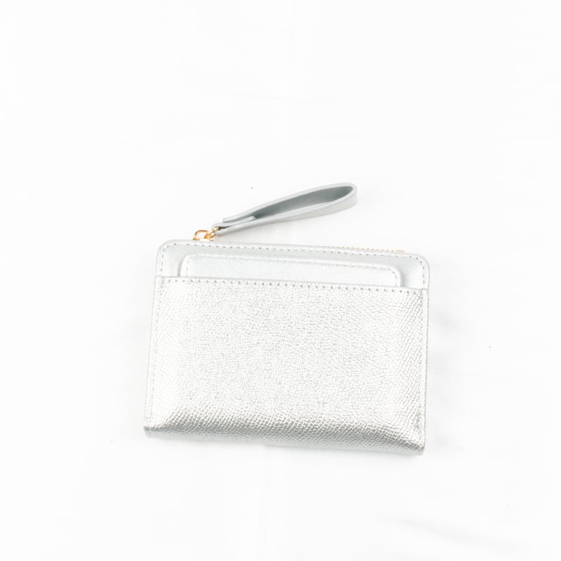 Leather Flip Wallet & Card Holder with Multiple Pockets + Separate Card Holder - Silver - Image 1