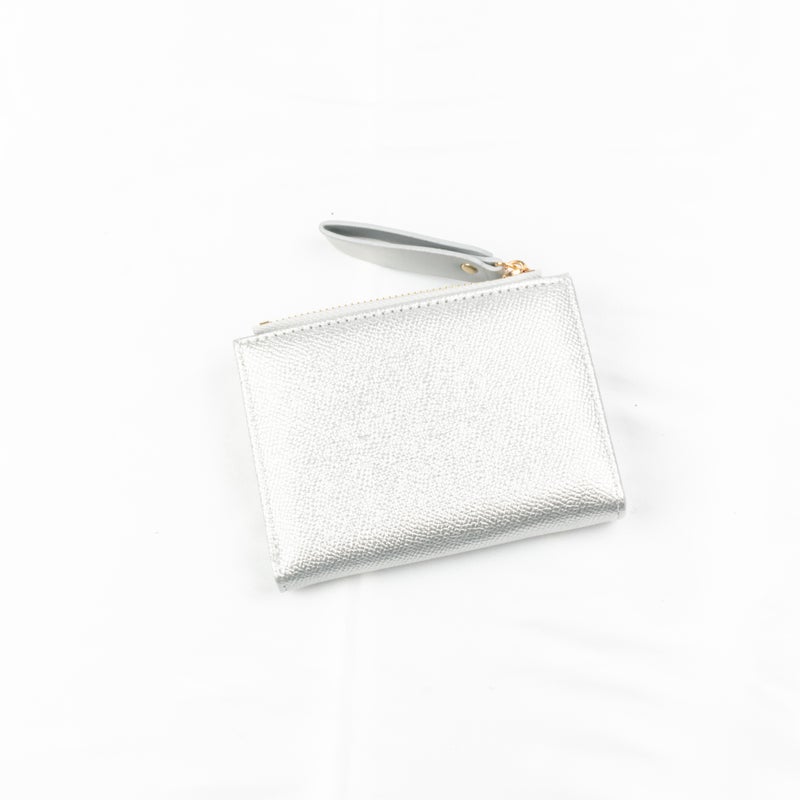 Leather Flip Wallet & Card Holder with Multiple Pockets + Separate Card Holder - Silver - Image 2