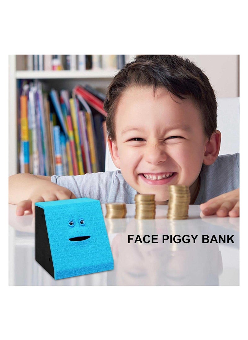 Generic - Face Bank, Piggy Bank Coin Eater Funny Bank, Money Eating Coin Bank Piggy Bank Boalord, Battery Powered Money Saving Box, Wacky Coin Jar Face Coin Bank (Blue Brick) - Image 1