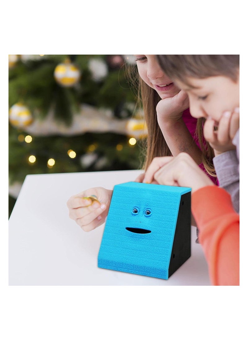 Generic - Face Bank, Piggy Bank Coin Eater Funny Bank, Money Eating Coin Bank Piggy Bank Boalord, Battery Powered Money Saving Box, Wacky Coin Jar Face Coin Bank (Blue Brick) - Image 1