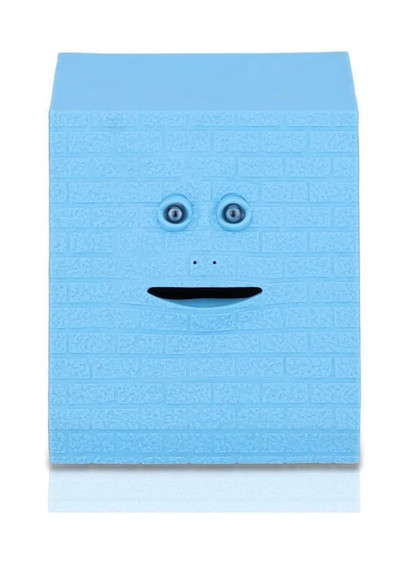 Generic - Face Bank, Piggy Bank Coin Eater Funny Bank, Money Eating Coin Bank Piggy Bank Boalord, Battery Powered Money Saving Box, Wacky Coin Jar Face Coin Bank (Blue Brick) - Image 1