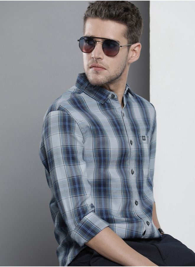 The Indian Garage Co Men Regular Fit Checkered Full Sleeves Cutaway Collar Casual Shirt  - Image 3
