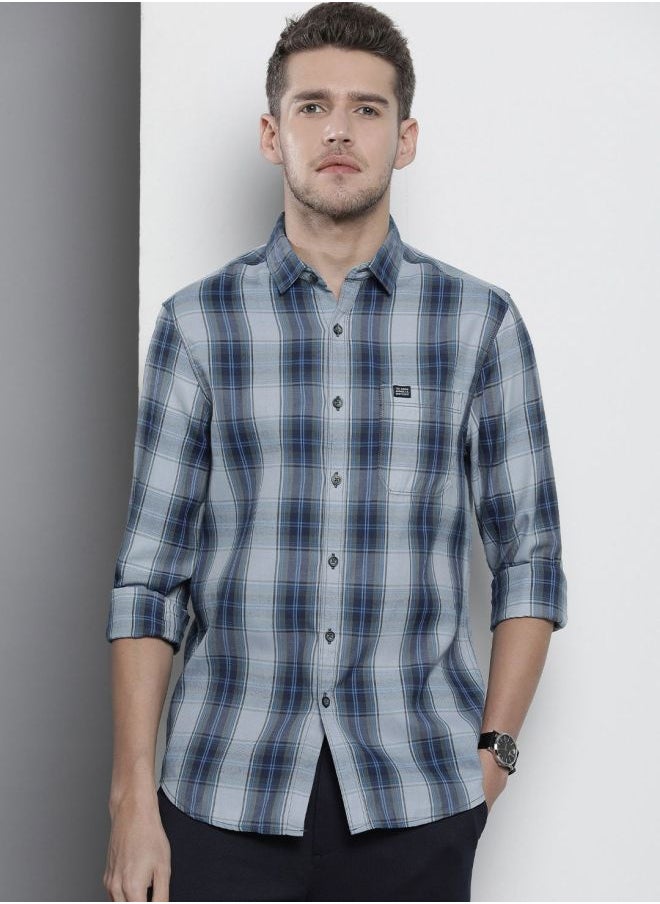 The Indian Garage Co Men Regular Fit Checkered Full Sleeves Cutaway Collar Casual Shirt  - Image 1