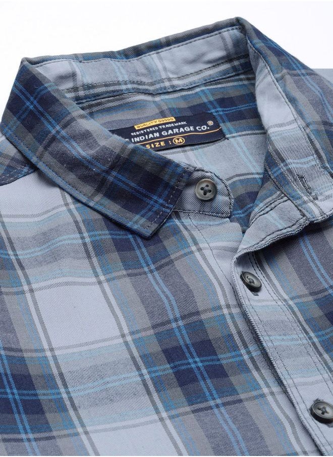The Indian Garage Co Men Regular Fit Checkered Full Sleeves Cutaway Collar Casual Shirt  - Image 4