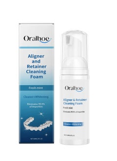ORALHOE 50ML Teeth Aligner Retainer Cleaner Foam, Whitening Foam Cleaning Brite Foam, White Foam Retainer Cleaner for Aligners, Retainers & Night Guards for Dentures, Night Guards Mouth Trays  - Image 1