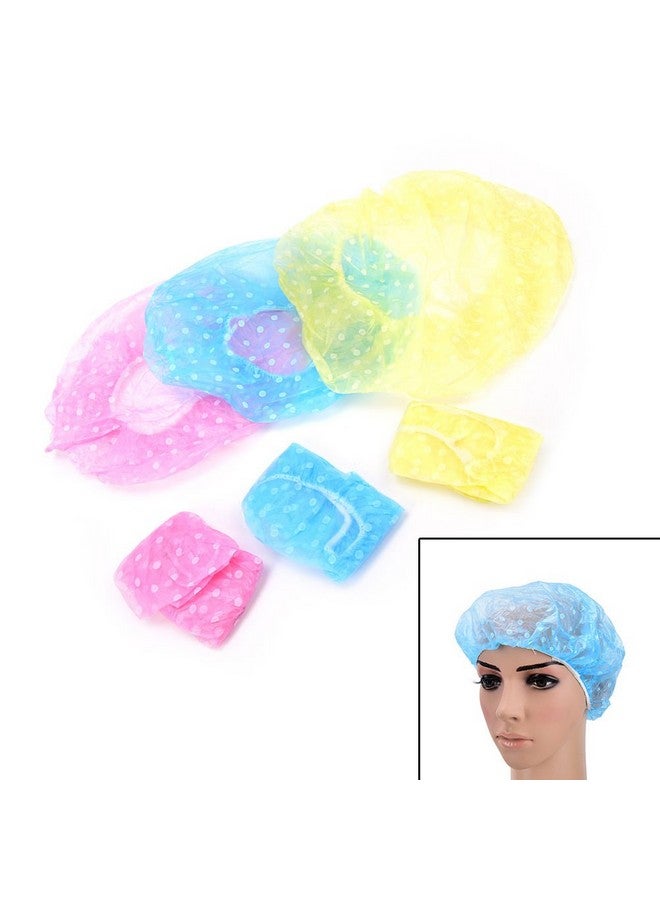 Magnusdeal Polka Dot Fancy Shower Caps, Waterproof Bath Cap Bathing Hair Cap Salon Hat for Kids Adults, Lady Salon Spa with Elastic Band (One Size Fits All)- Assorted (Set of 9) (Set of 9) - Image 2
