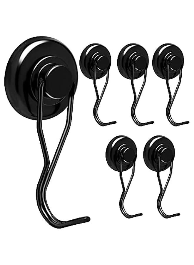 100LBS Swivel Swing Powerful Magnetic Hooks(6Pack) Black Magnetic Swivel Hooks Heavy Duty Magnet Hook Magnetic Hooks for Cruise Cabins - Image 1