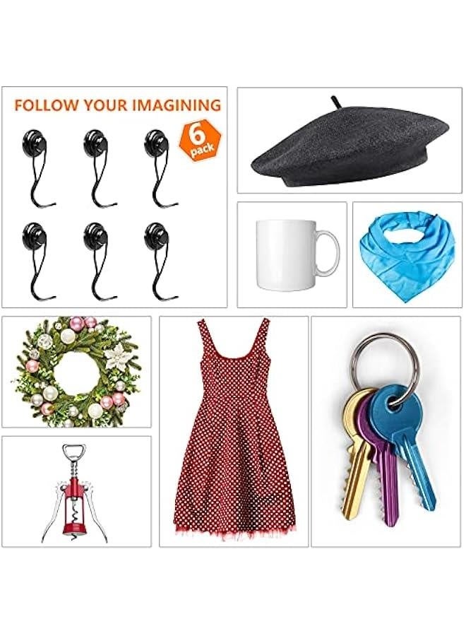 100LBS Swivel Swing Powerful Magnetic Hooks(6Pack) Black Magnetic Swivel Hooks Heavy Duty Magnet Hook Magnetic Hooks for Cruise Cabins - Image 3