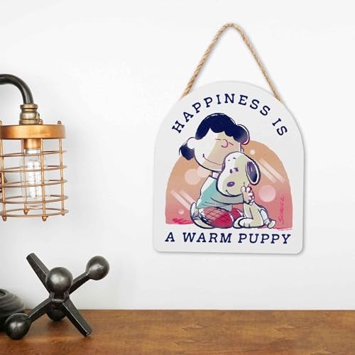 Open Road Brands Peanuts Snoopy and Lucy Happiness is a Warm Puppy Hanging Wood Wall Decor - Cute Snoopy Sign for Home - Image 5