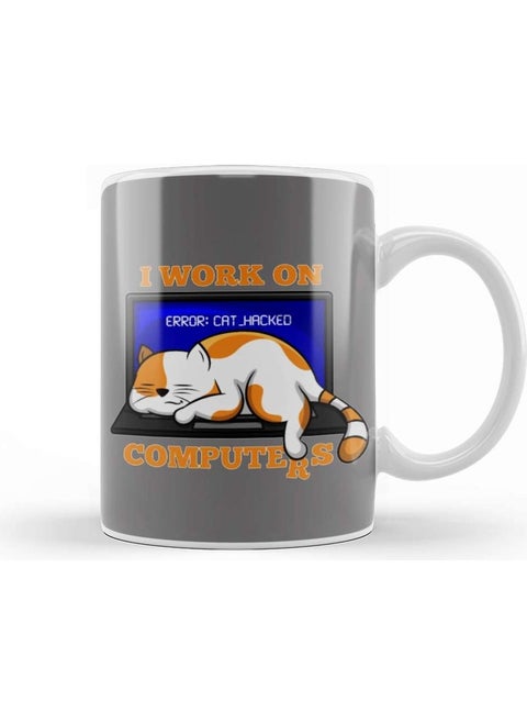 Print Shop Cat Hacked Computer Informatics Programmer 01 Mug Porcelain