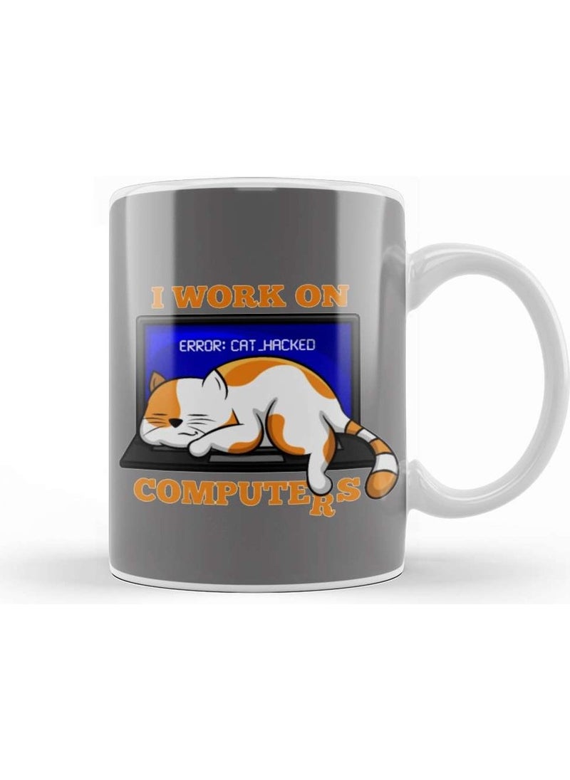 Print Shop Cat Hacked Computer Informatics Programmer 01 Mug Porcelain