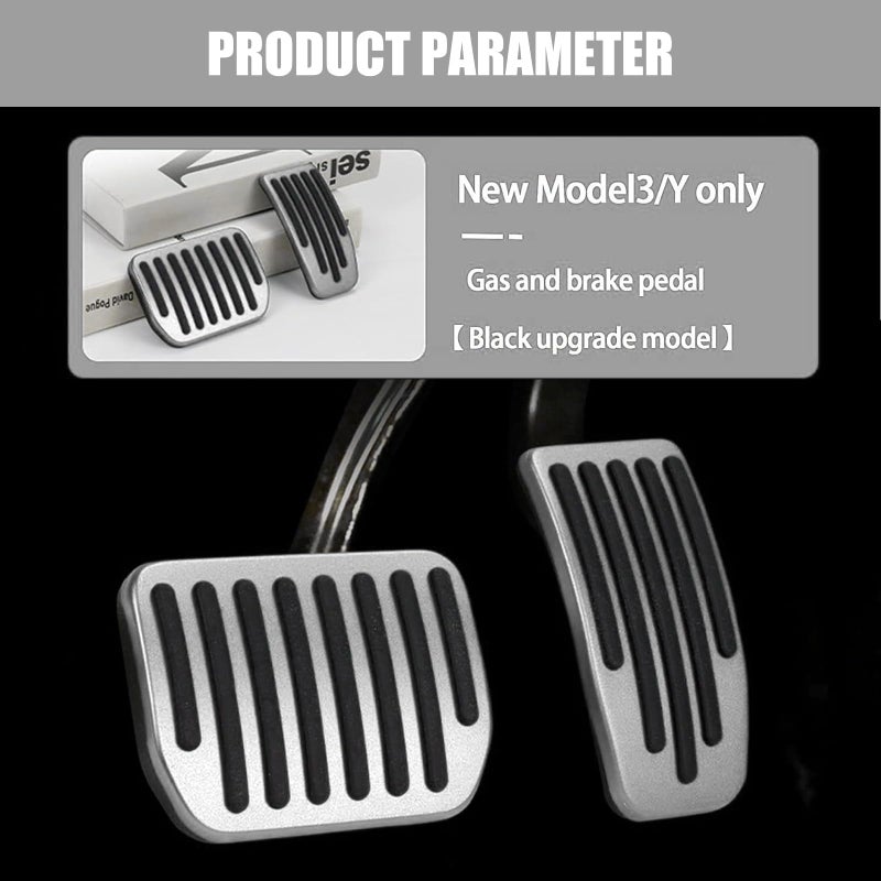 Generic dawfall 2 PCS Tesla Foot Pedal Pads Kit, Brake Accelerator Safety Anti-Slip Pedal, Alloy + Rubber Strip Original Car Molded Pedal Cover Accessories, Compatible with 2019-2024 Tesla Model 3/Y (Silver) - Image 2