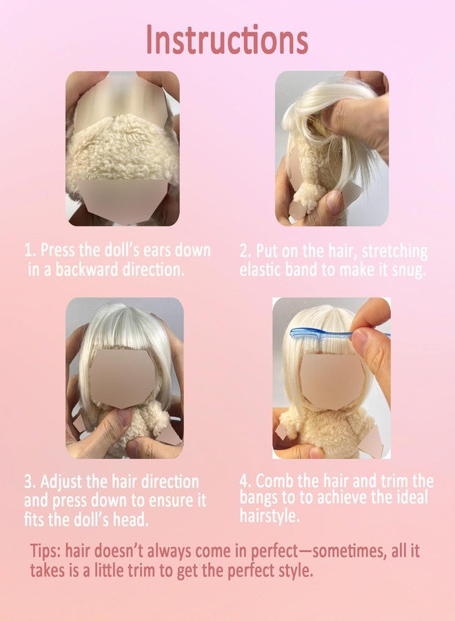 SwiftServ Doll Hair (No Dolls), Designed for Dolls with 22–23cm Head Circumference, Including 17cm Labubu Doll, and 1/3 BJD Figure - Please Check Head Circumference Before Purchase - Image 4