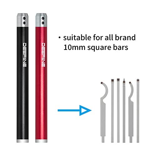 DEEFIINE 2PCS Carbide Wood Lathe Truning Tools Grip Handle Accept 10mm Square Turning Tool bar Black and red - Image 3
