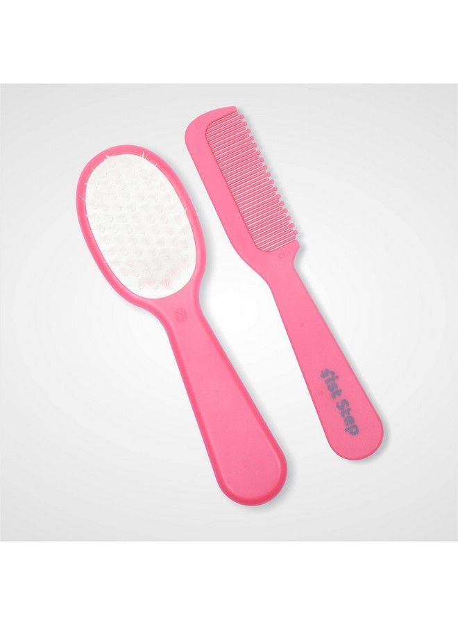 1st Step Matte Collection Easy Grip Compact Soft & Gentle Comb And Brush Grooming Setpink - Image 4