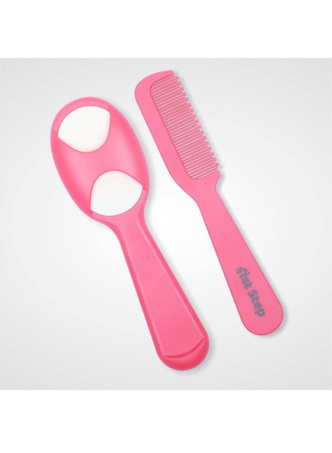 1st Step Matte Collection Easy Grip Compact Soft & Gentle Comb And Brush Grooming Setpink - Image 2