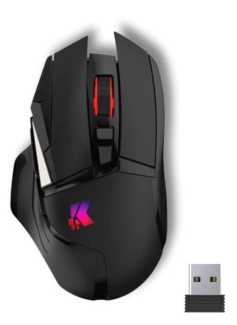 GK502 Gaming Mouse Up to 10000 DPI,Rechargeable USB Wired 2.4GHz Wireless Dual Mode  Programmable Gaming Mice with 7 Dynamic LED Color Ergonomic for Laptop, Mac, PC Etc