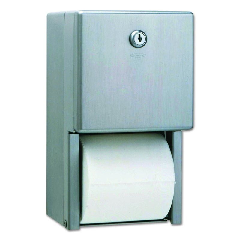 Bobrick Washroom 2-roll Steel Bath Tissue Dispenser, 6.5" x 6.5" x 11.5", Satin,Stainless Steel - Image 4