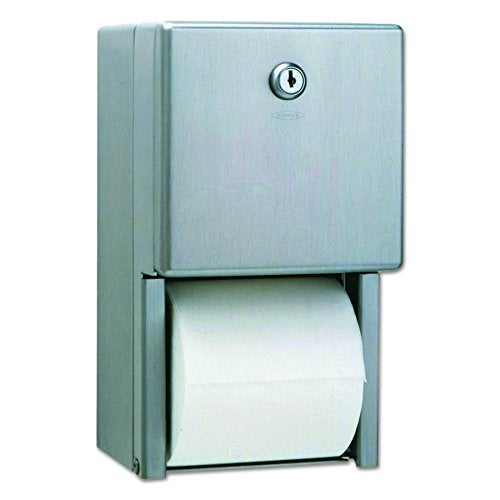 Bobrick Washroom 2-roll Steel Bath Tissue Dispenser, 6.5" x 6.5" x 11.5", Satin,Stainless Steel - Image 1