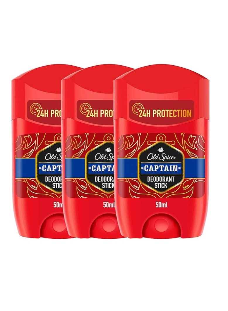 أولد سبايس مزيل العرق كابتن من أولد سبايس للرجال، 3 × 50 مل - Image 1