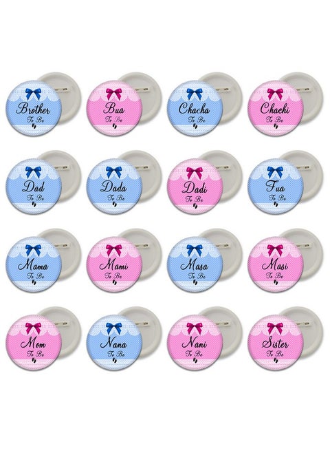 D2C Baby Shower Button Badges for Full Family Members Dad to Be, Mom to Be, Dada to Be, Dadi to Be (Variations) Multicolor