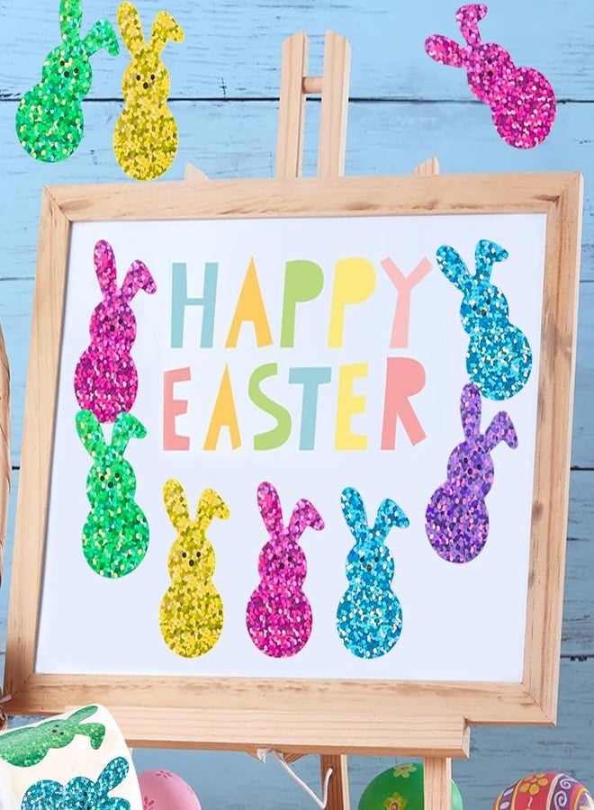 Hrnsnails 500Pcs Easter Bunny Stickers Roll - Laser Bunny Shape Self-Adhesive Sealing Stickers, 5 Colors 1.5inch Waterproof Decals for Easter Spring Party Envelope Scrapbook Decor - Image 3