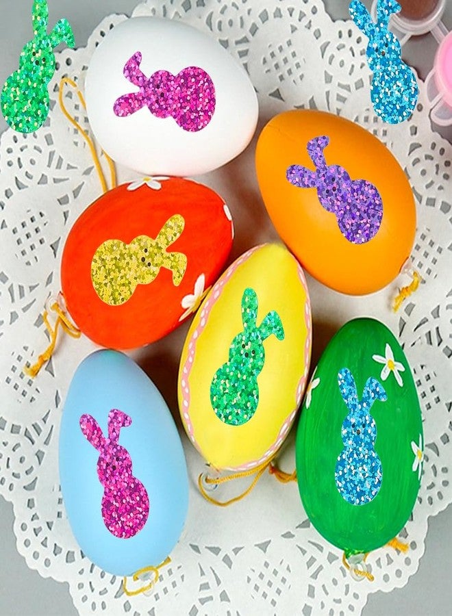 Hrnsnails 500Pcs Easter Bunny Stickers Roll - Laser Bunny Shape Self-Adhesive Sealing Stickers, 5 Colors 1.5inch Waterproof Decals for Easter Spring Party Envelope Scrapbook Decor - Image 2