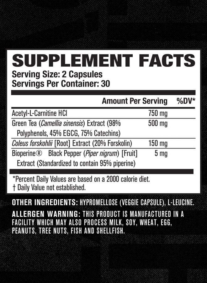 Jacked Factory Lean-XT Caffeine Free Fat Burner - Non Stim Weight Loss Supplement, Appetite Suppressant, & Metabolism Booster with Acetyl L-Carnitine, Green Tea Extract, & Forskolin - 60 Natural Diet Pills - Image 5