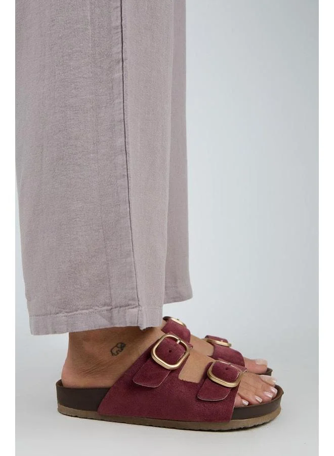 Manijero  Jazmin Women's Genuine Leather Double Buckle Cherry Slippers. for Women | Best Price UAE