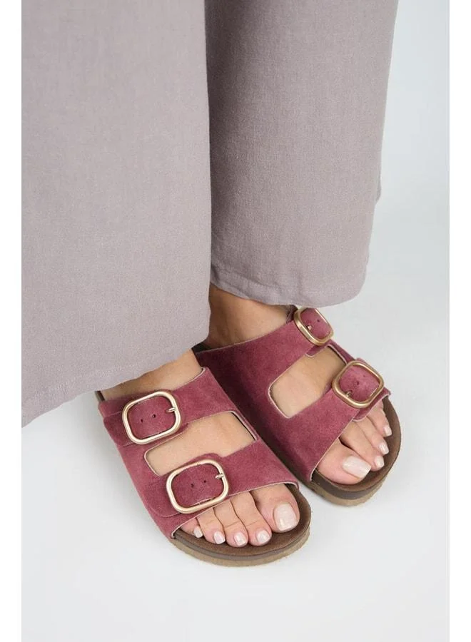 Manijero  Jazmin Women's Genuine Leather Double Buckle Cherry Slippers. for Women | Best Price UAE