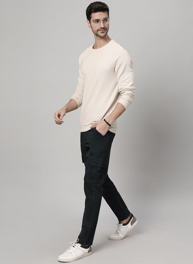 Hence Men Relaxed Mid-Rise Easy Wash Cotton Cargos in Black - Image 4