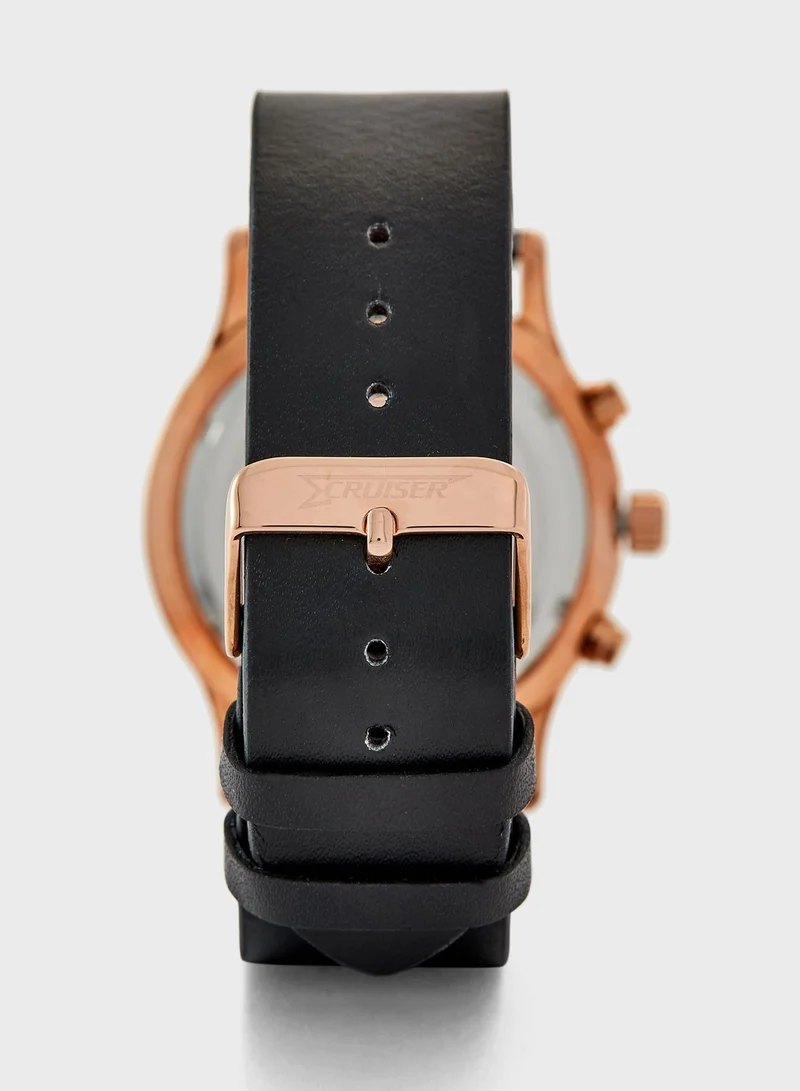 CRUISER Leather Strap Chronograph Watch