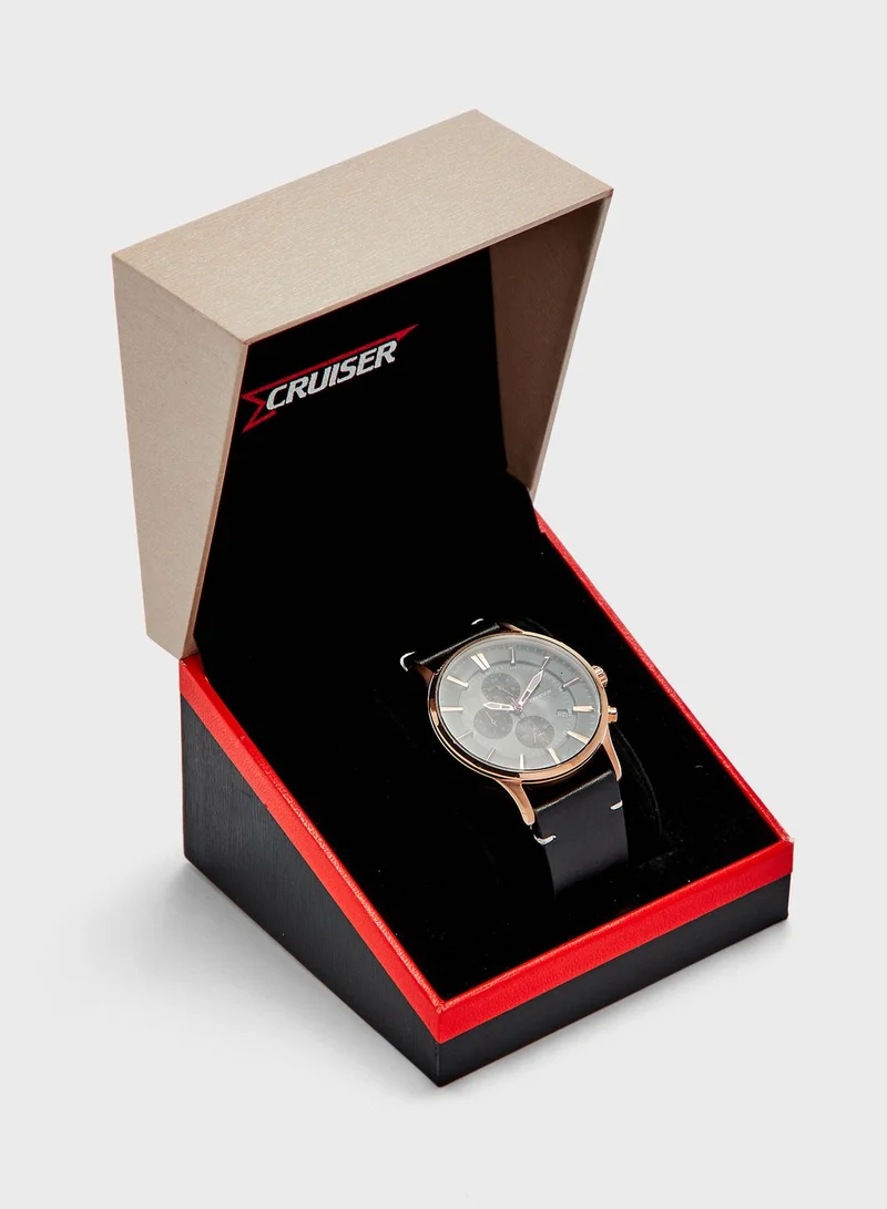 CRUISER Leather Strap Chronograph Watch