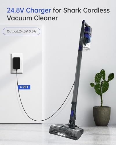Naubluvo 24.8V Charger for Shark Pet Cordless Stick Vacuum IX141 IZ140H IX141H IZ142, 4.9FT Power Cord for Shark Cordless Vacuum Cleaner IZ163H IZ362H IZ363HT, Replacement for Charger DK33-248080H-U - Image 2