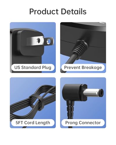 Naubluvo 24.8V Charger for Shark Pet Cordless Stick Vacuum IX141 IZ140H IX141H IZ142, 4.9FT Power Cord for Shark Cordless Vacuum Cleaner IZ163H IZ362H IZ363HT, Replacement for Charger DK33-248080H-U - Image 4