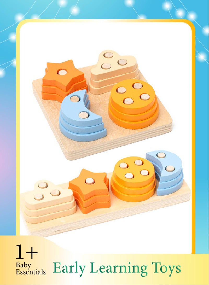 Eco-Friendly Wooden Stacking Toys for Kids - Non-Toxic Educational Building Blocks with Smooth Edges | Enhance Hand-Eye Coordination & Cognitive Development  - Image 1