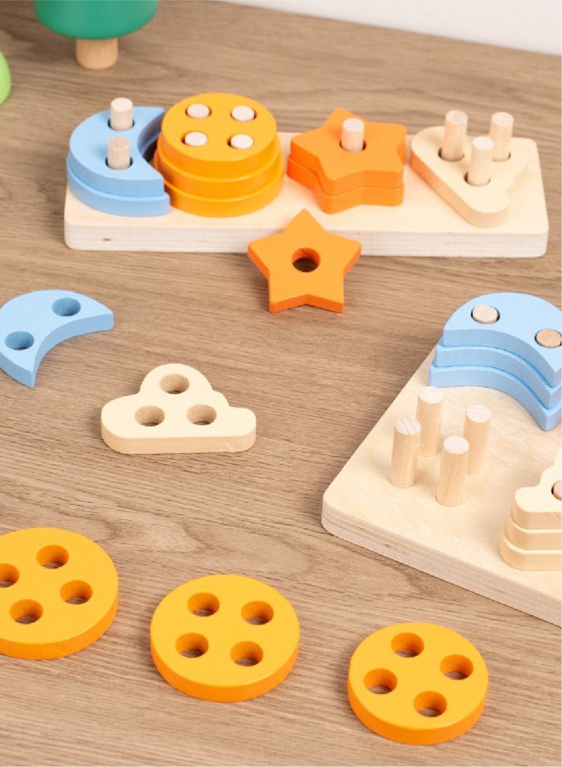 Eco-Friendly Wooden Stacking Toys for Kids - Non-Toxic Educational Building Blocks with Smooth Edges | Enhance Hand-Eye Coordination & Cognitive Development  - Image 2